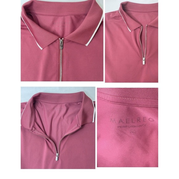 Maelreg Men's Performance‎ Golf Polo  Shirt Burgundy/White Short Sleeve 2XL - Picture 7 of 16